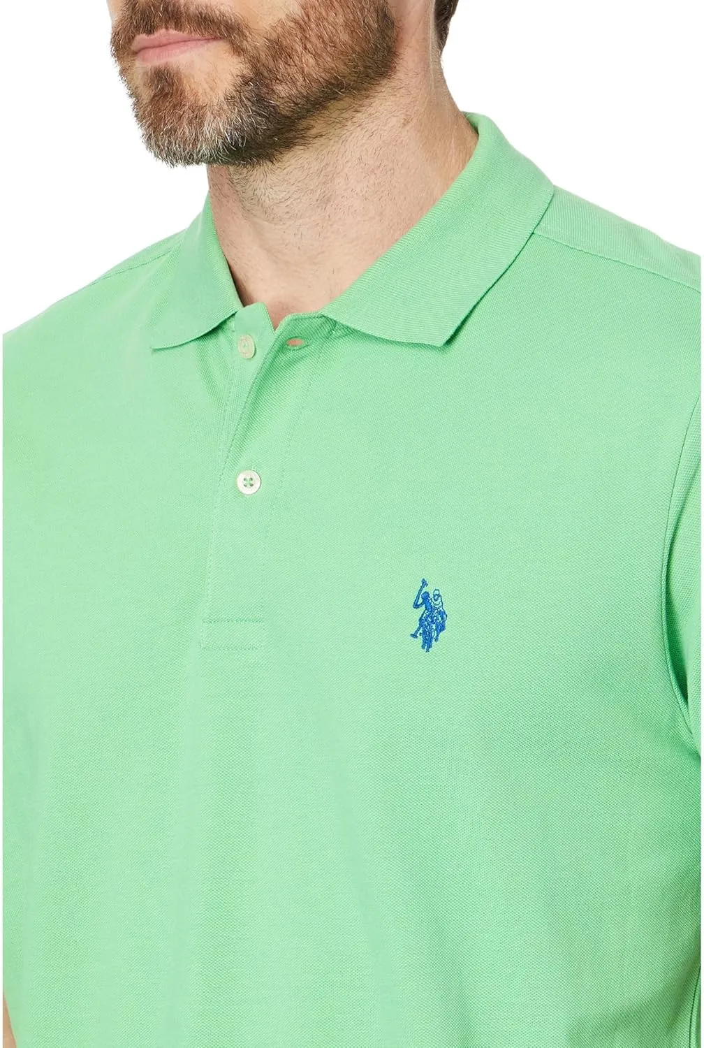 U.S. Polo Assn. Men's Classic Polo Shirt, Two-Button Closure Pique Polo Shirt, Summer Fashion Golf Shirt
