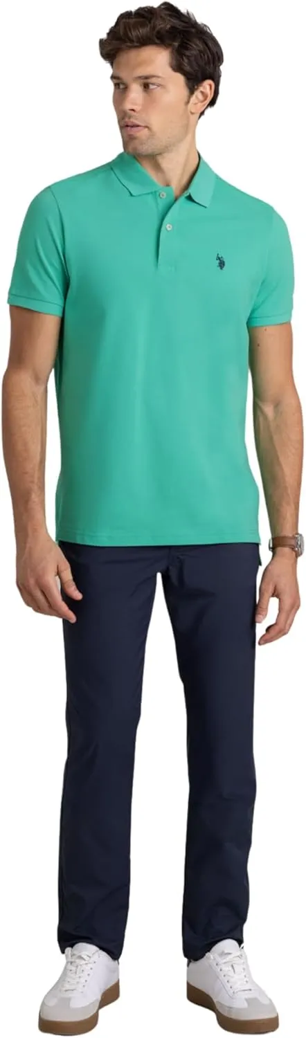 U.S. Polo Assn. Men's Classic Polo Shirt, Two-Button Closure Pique Polo Shirt, Summer Fashion Golf Shirt