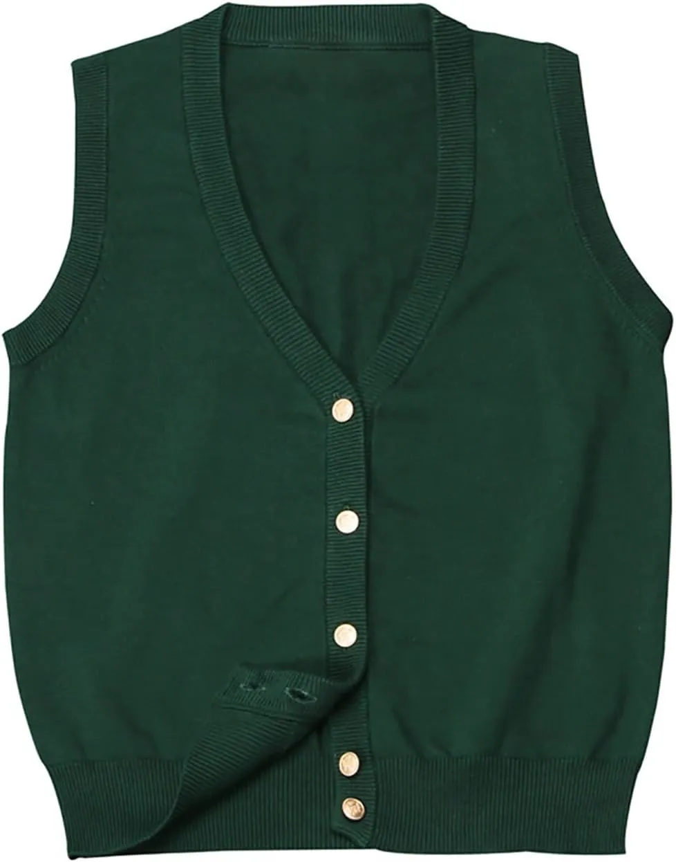 V Neck Sweater Vest for Women Trendy Sleeveless Cardigan Solid Color Button Down Knitted Tank Tops
