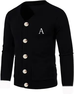 V Neck Sweaters Cardigan Men's Long Sleeve Top Button Down Shirt Father Office Fall Tops 2025 Clothes