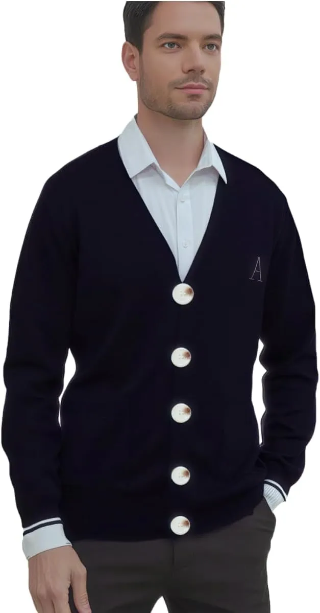 V Neck Sweaters Cardigan Men's Long Sleeve Top Button Down Shirt Father Office Fall Tops 2025 Clothes