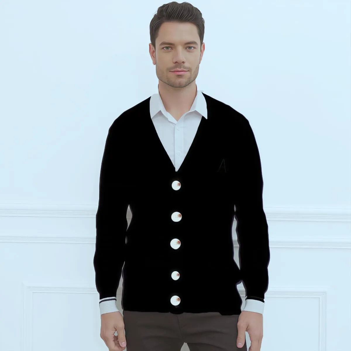 V Neck Sweaters Cardigan Men's Long Sleeve Top Button Down Shirt Father Office Fall Tops 2025 Clothes