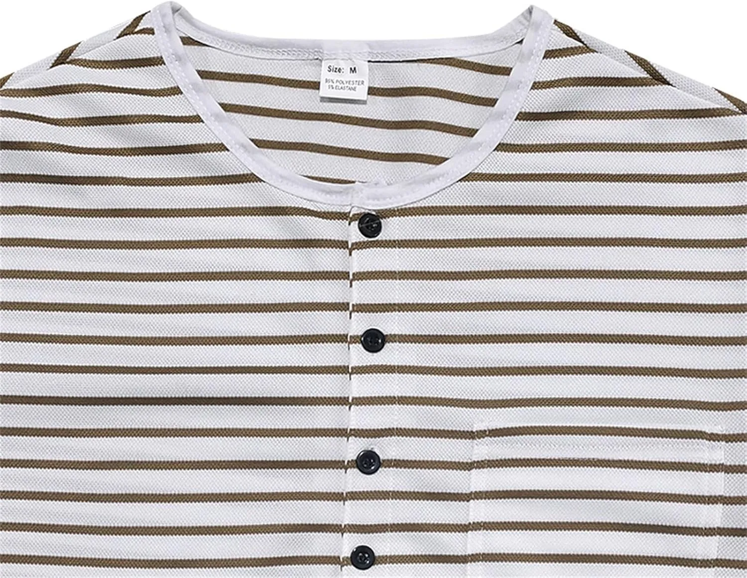 V Neck T Shirts Men Cotton Striped Slim Fit Henley Summer Deep Vneck Shirt Long Sleeve Workout Button Down Causal Top
