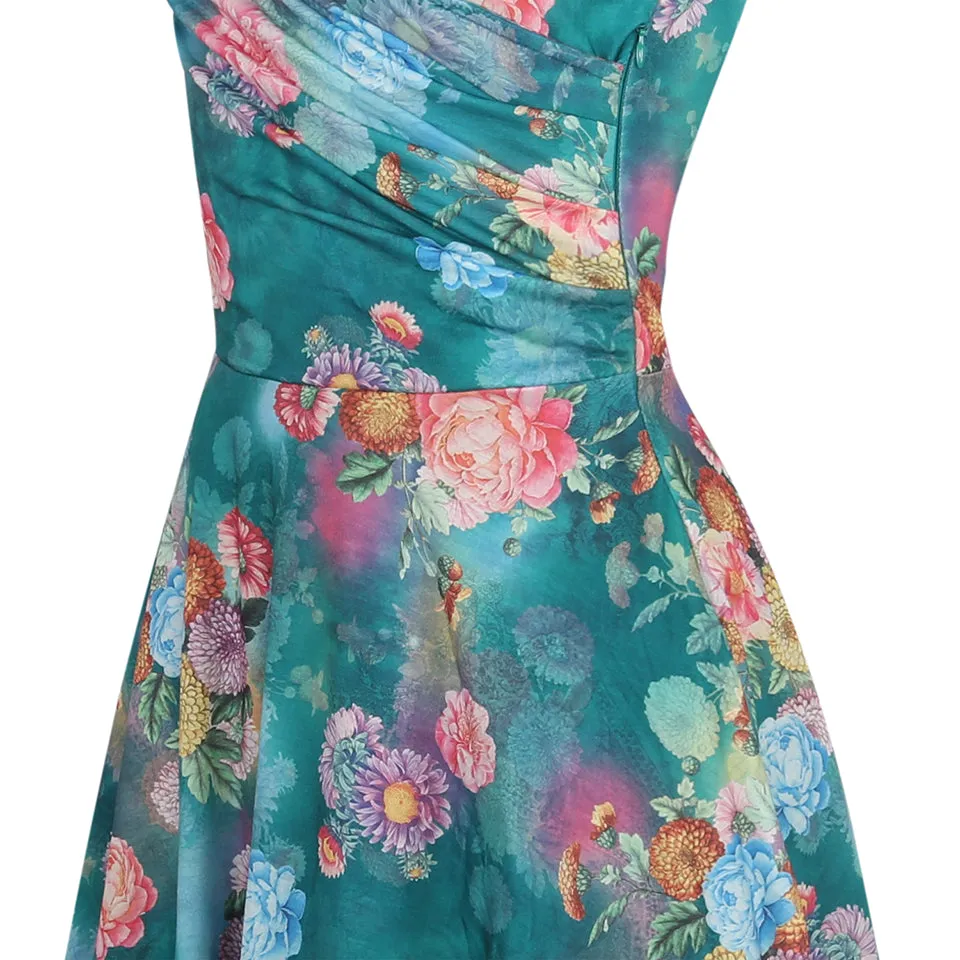 VenusFox Floral Print Short Sleeve Knee Length Dress