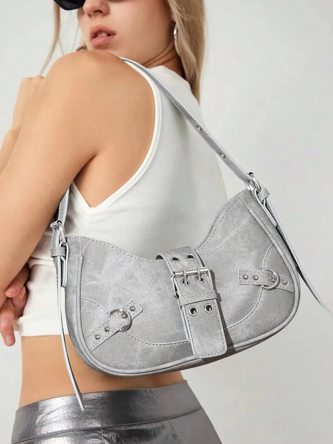 Verdusa Women's Pleated Hobo Shoulder Bag PU Leather Clutch Handbag