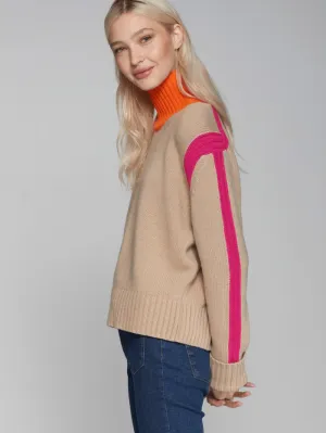 Vilagallo JERSEY CUELLO Turtleneck Beige and Rosa Jumper 31736