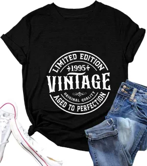 Vintage 1995 T-Shirt for Women 30th Birthday Party Shirt Aged to Perfection Graphic Top