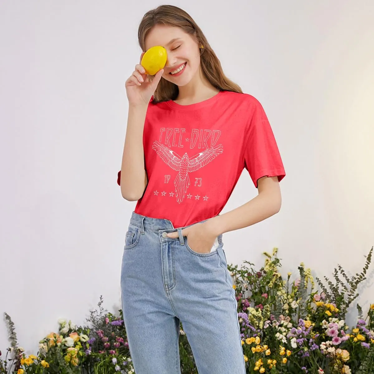 Vintage Rock Band T-Shirt Woman Retro Bird Shirt Eagle Graphic Tees Retro Music Shirt Casual Short Sleeve Tops