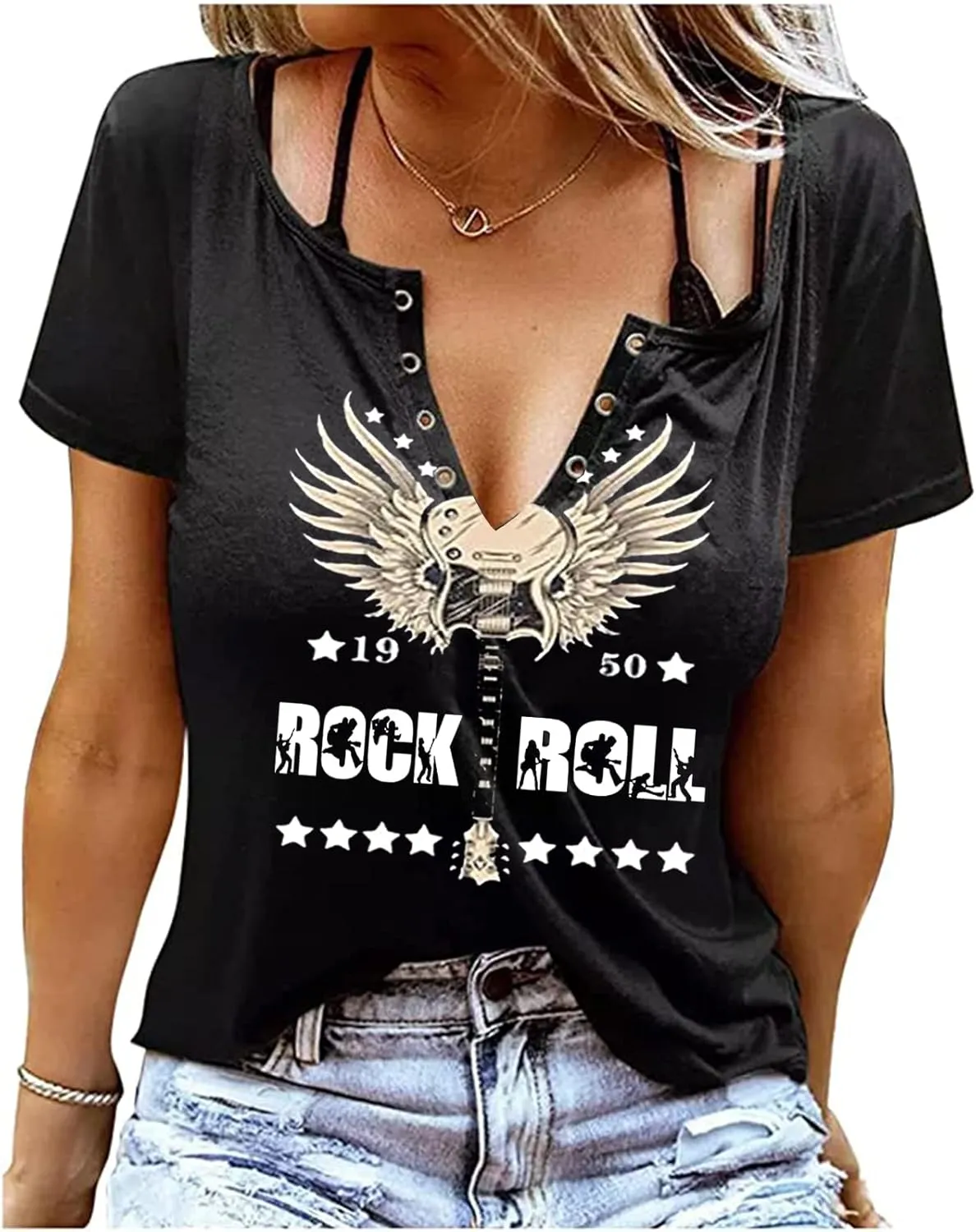 Vintage Style Rock and Roll Tank Tops Women Country Music Shirt Cute Music Band Shirt