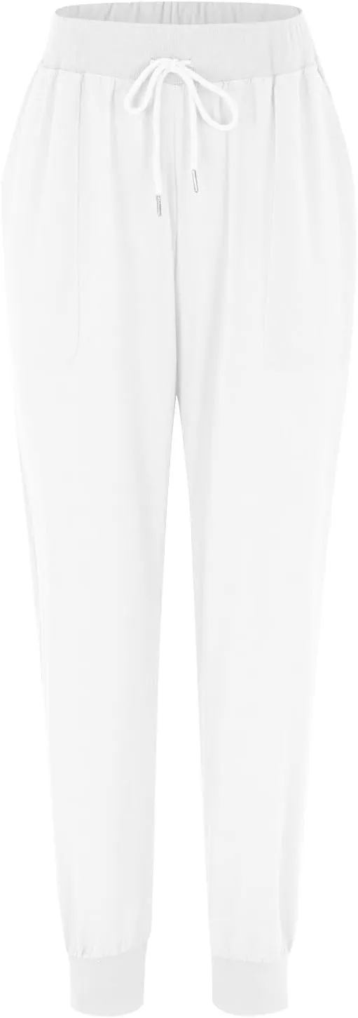 Wide Leg Summer Pants Women 2024 Petite High Waist Pants Pull On Cropped Tapered Linen Drawstring Trouser Pocketed