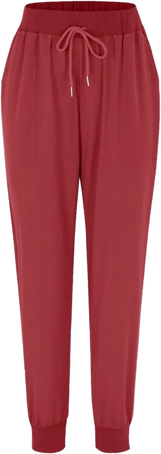 Wide Leg Summer Pants Women 2024 Petite High Waist Pants Pull On Cropped Tapered Linen Drawstring Trouser Pocketed