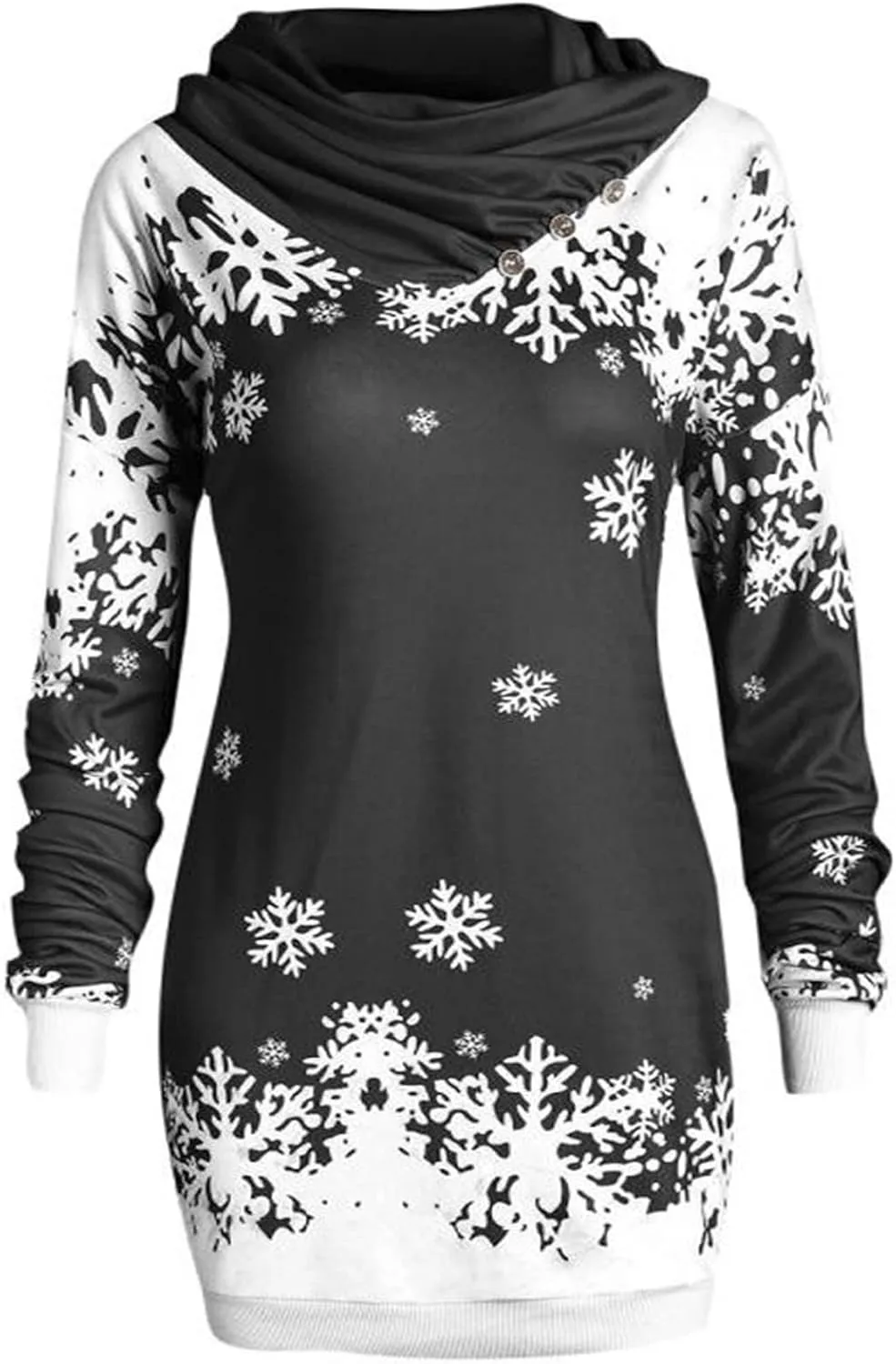Women Christmas Sweatshirts Casual Novelty Party Slim Tunic Jumper Dress Lightweight Bag Hip Midi Pullover Dress