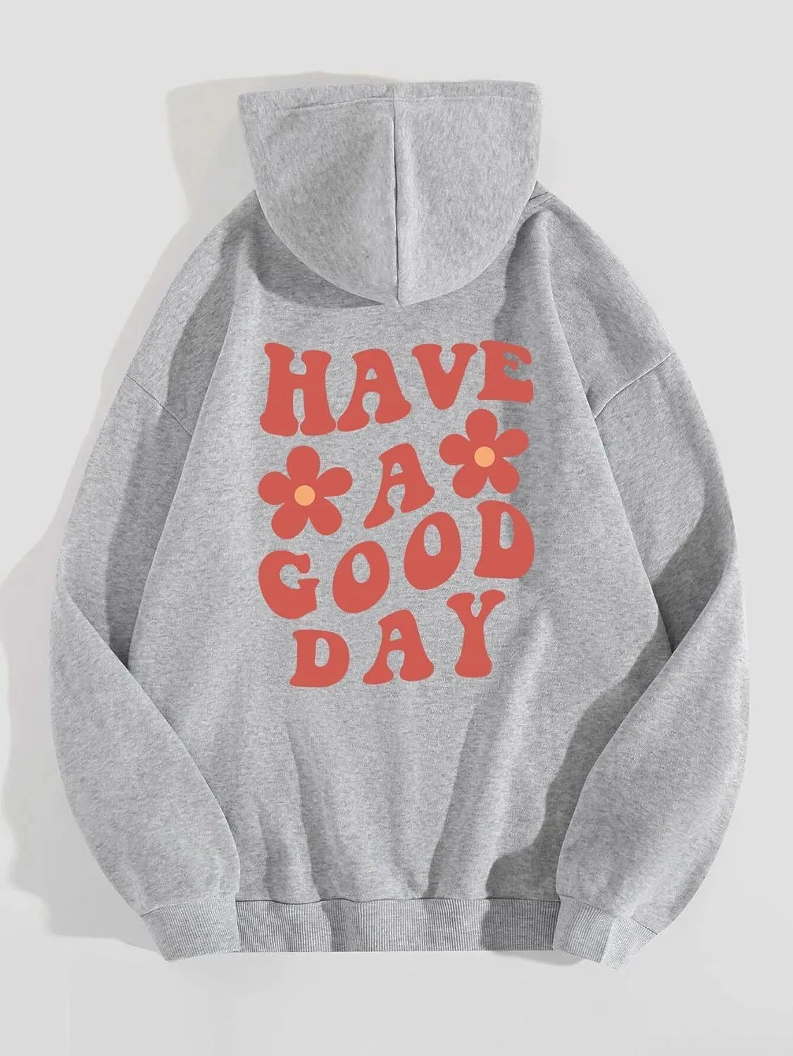 Women Have Happy A Good Day Hoodie Graphic Print Hoodie Drop Shoulder Fleece Hooded Sweatshirt Pullover Aesthetic
