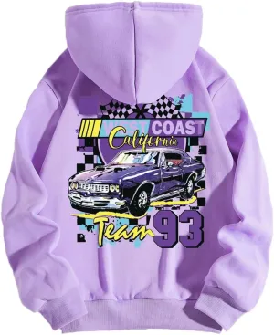 Women Long Sleeve Letter Graphic Print Oversized Hoodies Casual Drop Shoulder Thermal Hooded Sweatshirt Pullover