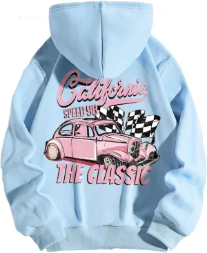 Women Long Sleeve Letter Graphic Print Oversized Hoodies Casual Drop Shoulder Thermal Hooded Sweatshirt Pullover