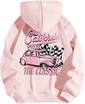 Women Long Sleeve Letter Graphic Print Oversized Hoodies Casual Drop Shoulder Thermal Hooded Sweatshirt Pullover