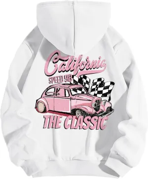 Women Long Sleeve Letter Graphic Print Oversized Hoodies Casual Drop Shoulder Thermal Hooded Sweatshirt Pullover