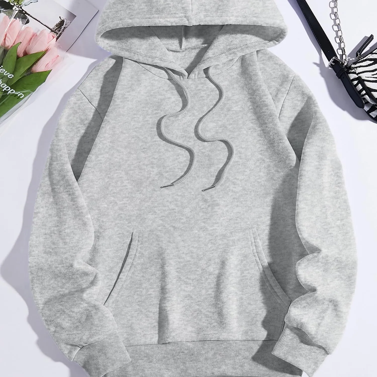 Women Long Sleeve Letter Graphic Print Oversized Hoodies Casual Drop Shoulder Thermal Hooded Sweatshirt Pullover