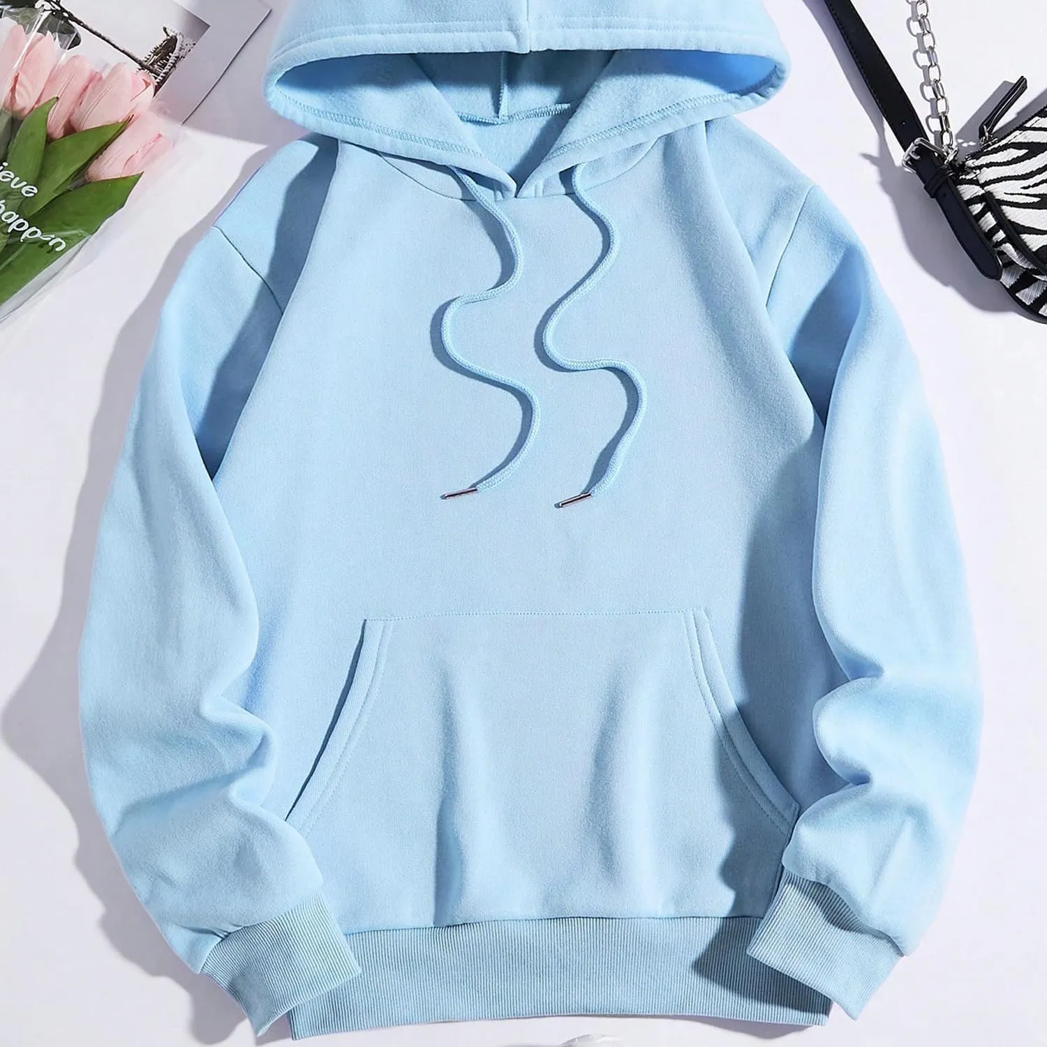 Women Long Sleeve Letter Graphic Print Oversized Hoodies Casual Drop Shoulder Thermal Hooded Sweatshirt Pullover