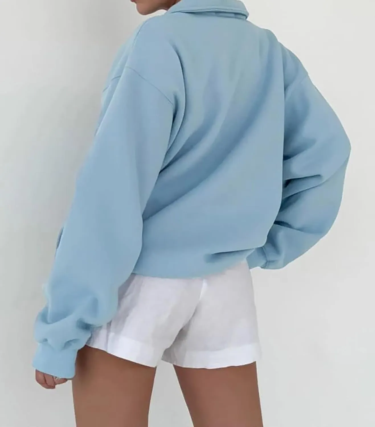 Women Oversized Button Up Lapel Polo Sweatshirt Tops Y2k Baggy Fleece Hoodie Pullover Jumper Teen Fall Clothes