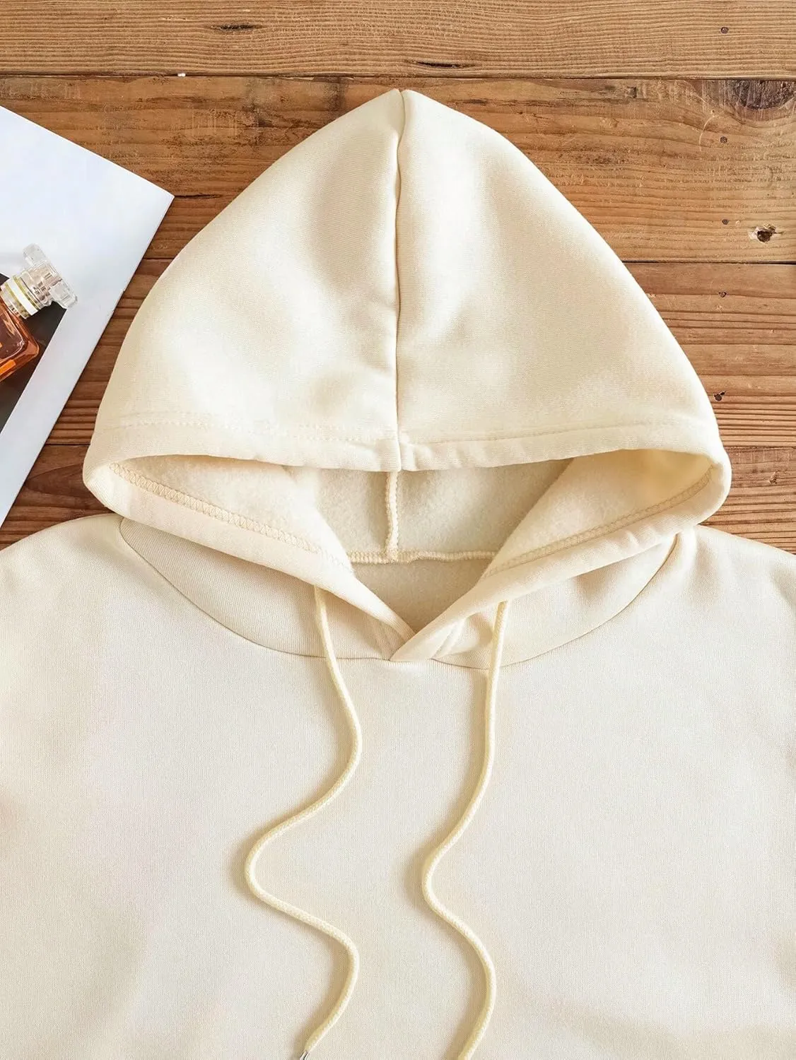 Women Oversized Letter Graphic Print Hoodie Casual Baggy Long Sleeve Drop Shoulder Pullover Hooded with Pockets