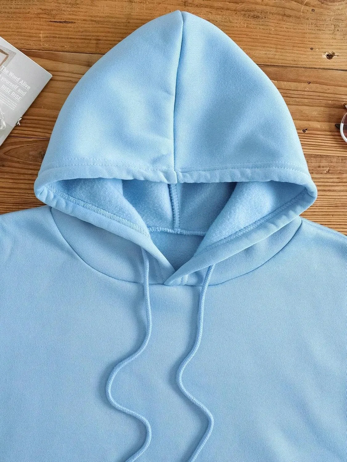 Women Oversized Letter Graphic Print Hoodie Casual Baggy Long Sleeve Drop Shoulder Pullover Hooded with Pockets