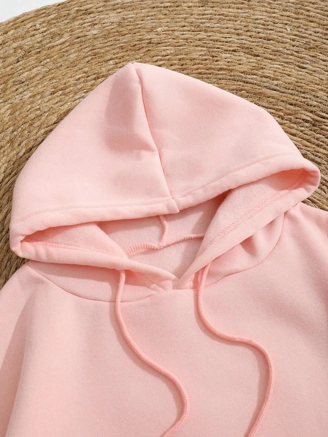 Women Oversized Letter Graphic Print Hoodie Casual Baggy Long Sleeve Drop Shoulder Pullover Hooded with Pockets