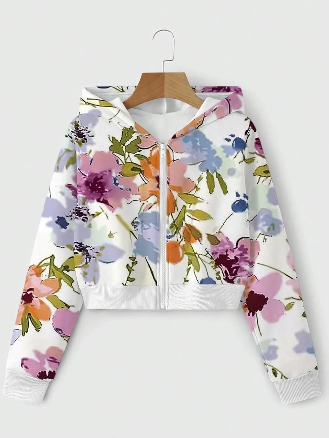 Women Y2k Maple Leaf Camo Zip Up Crop Hoodie Jacket Floral Print Fleece Hooded Sweatshirts Jumper Fall Workout