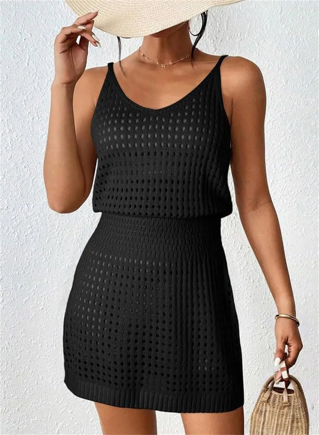 Womens Beach Dress Cover Up Cruise Bathing Suit Crochet Hollow Out Knitted Dress Summer Vacation Outfits Swimsuits