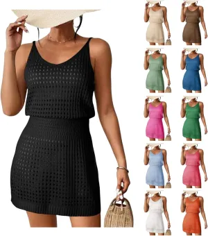 Womens Beach Dress Cover Up Cruise Bathing Suit Crochet Hollow Out Knitted Dress Summer Vacation Outfits Swimsuits