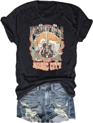 Womens Boho Floral Shirt Vintage Flower Graphic Tee T-Shirt Summer Short Sleeve T Shirts Cute T Shirt Tops