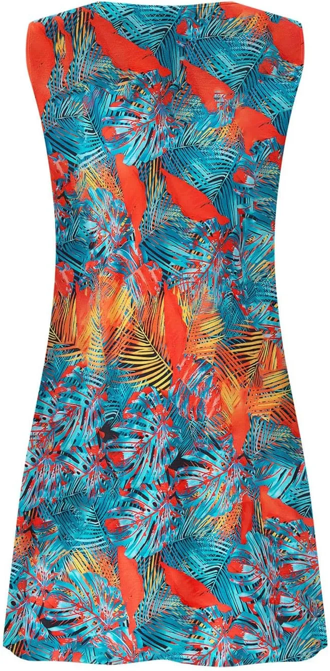 Womens Casual Dresses Sleeveless Summer 2025 Boho Floral Beach Button Sundresses Spring A-Line Tank Dress