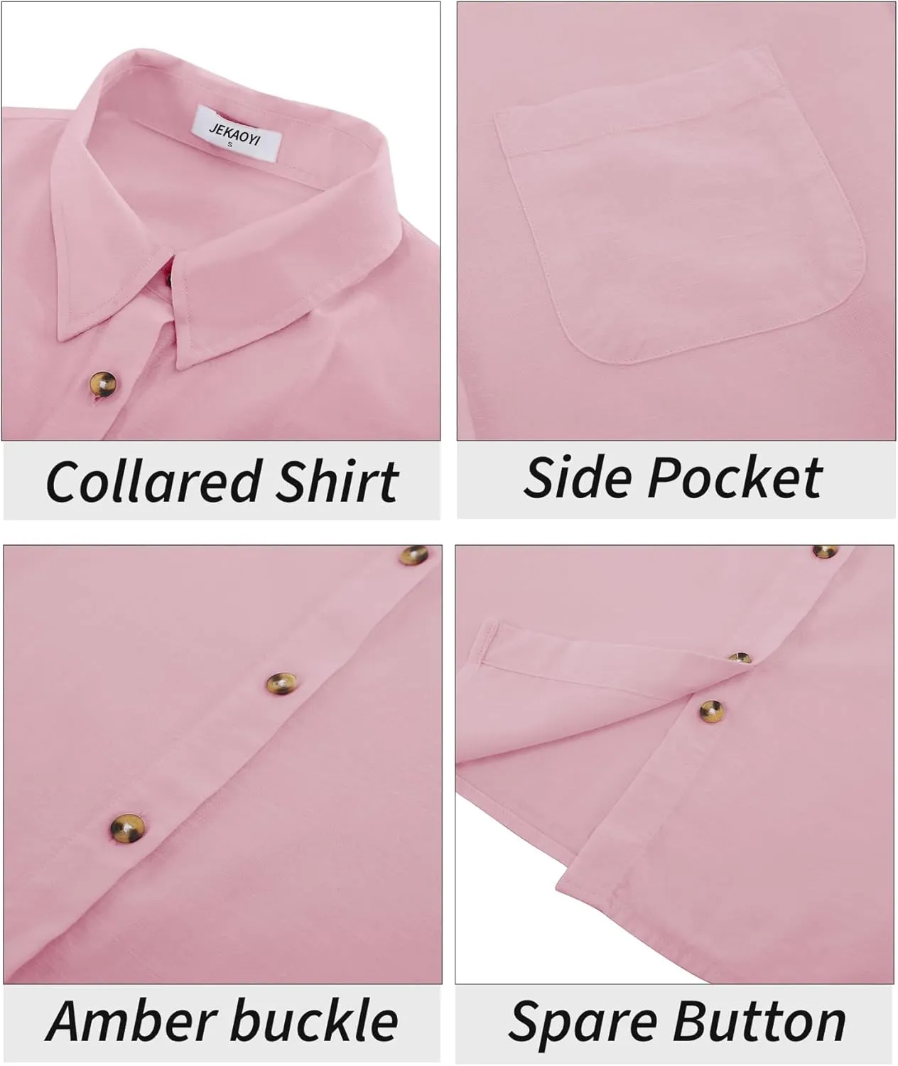 Womens Casual Linen Cotton Button Down Long Sleeve Shirts V-Neck Collared Work Summer Blouse Tops with Pockets