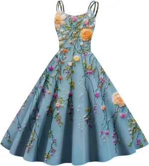 Womens Dresses Casual Boho Floral Wide Leg Short Spaghetti Strap Smocked Jumpsuit