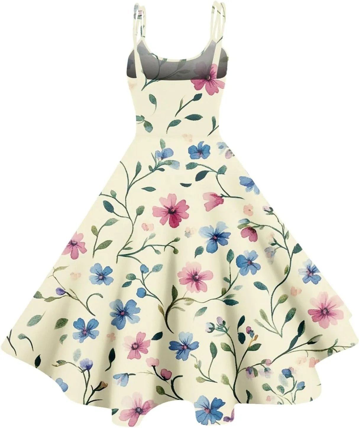 Womens Dresses Casual Boho Floral Wide Leg Short Spaghetti Strap Smocked Jumpsuit