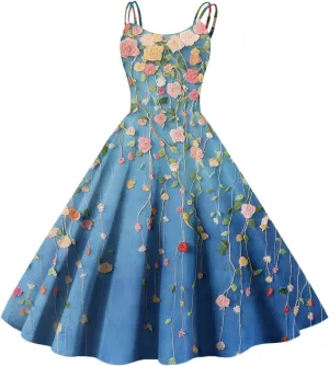 Womens Dresses Casual Boho Floral Wide Leg Short Spaghetti Strap Smocked Jumpsuit