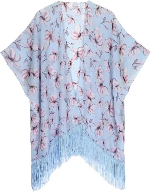 Women's Floral Kimono Cover Up - Lightweight Leopard Chiffon Beachwear for Bikini,Cardigan and Swimwear