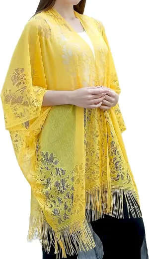 Women's Kimono Beach Swimsuit Cover Up Chiffon Cardigan Summer Floral Print