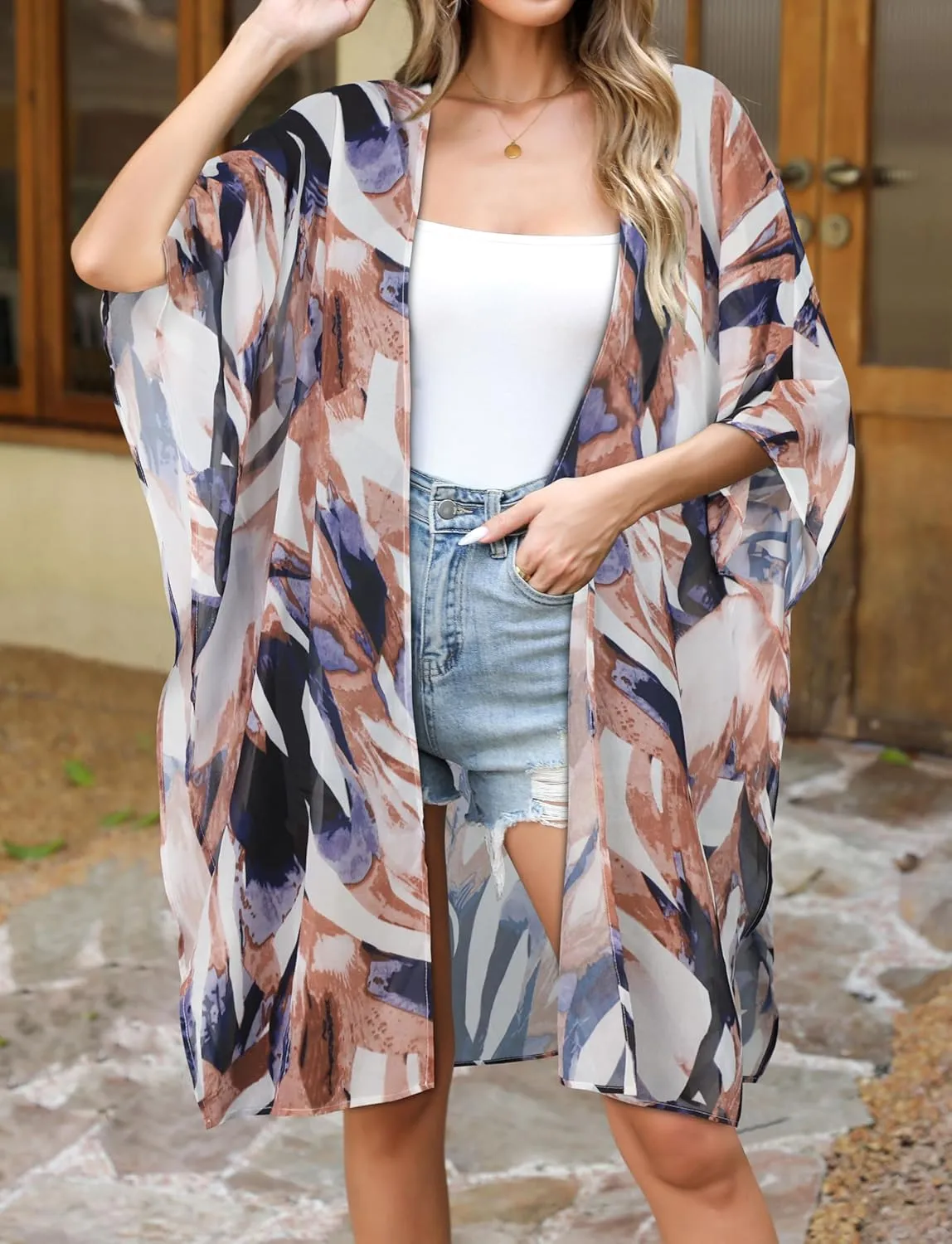 Women's Kimono Swimsuit Coverups Summer Beach Casual Loose Cardigans for Swimwear