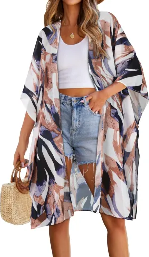 Women's Kimono Swimsuit Coverups Summer Beach Casual Loose Cardigans for Swimwear