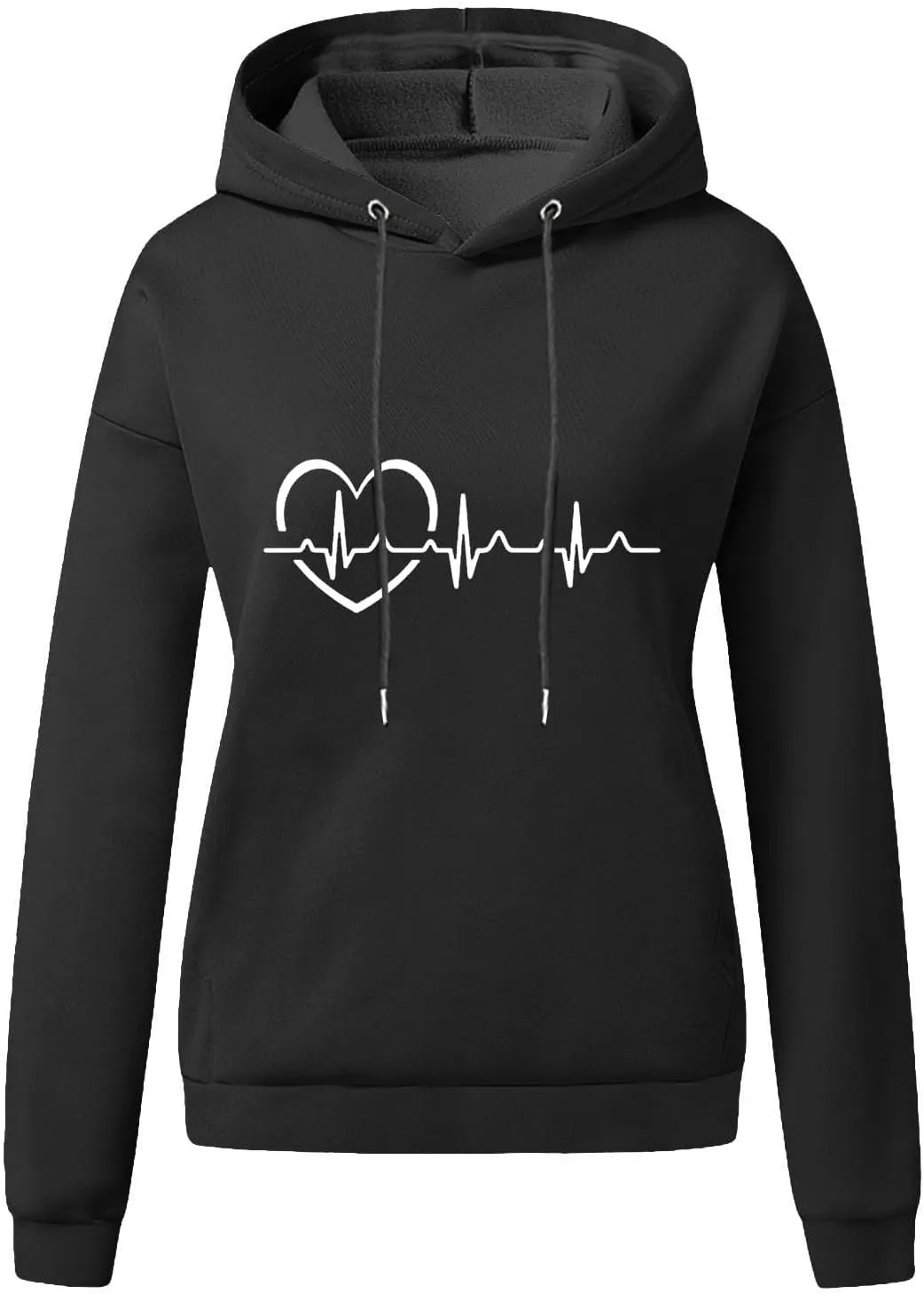 Women's Oversized Hoodies Fall Casual Long Sleeve Drawstring Blouse Tee Trendy Heart Print Solid Outdoor Comfy Pullover Tops