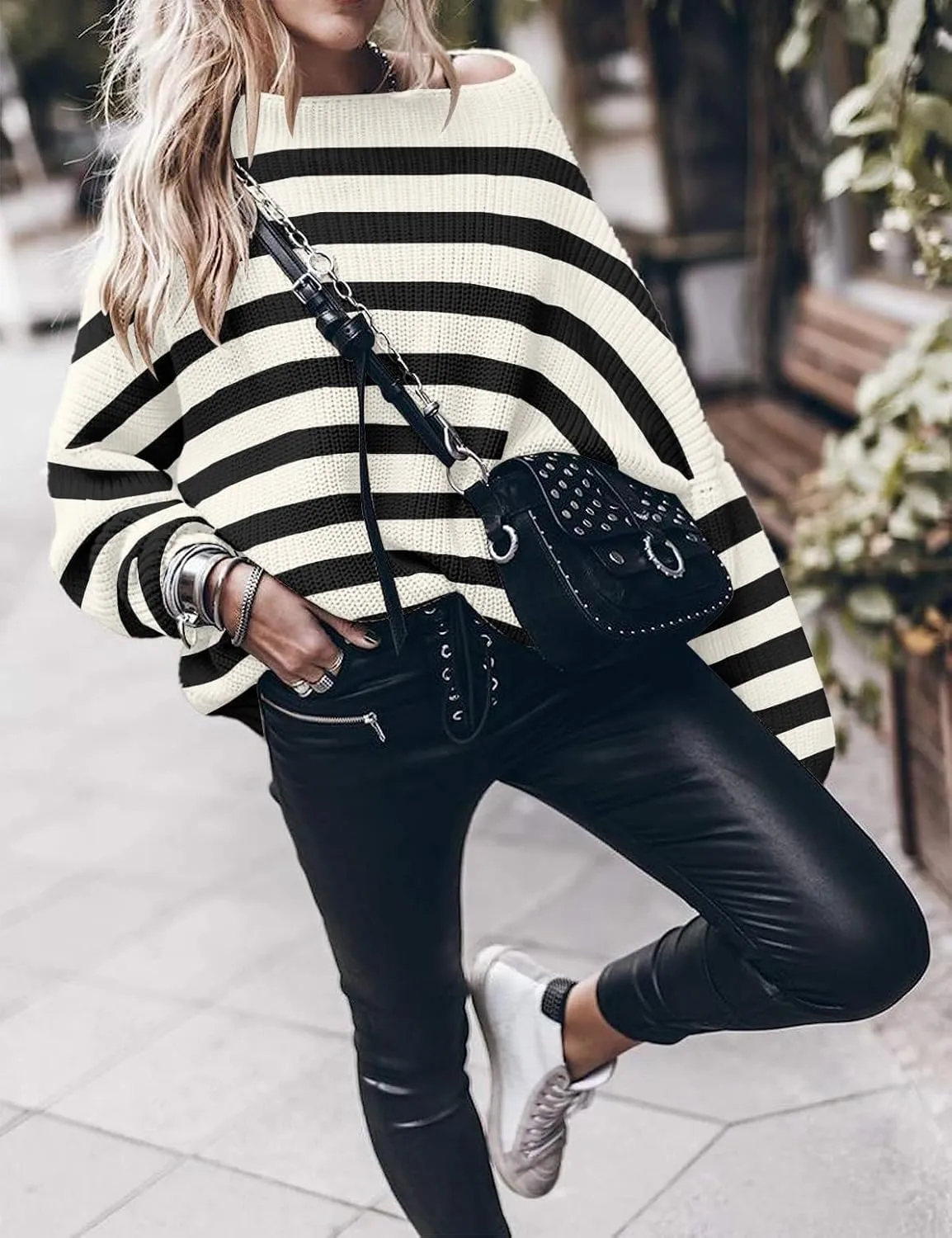 Womens Oversized Sweaters Loose Solid Casual Long Sleeve Mock Neck Knitted Jumper Tops