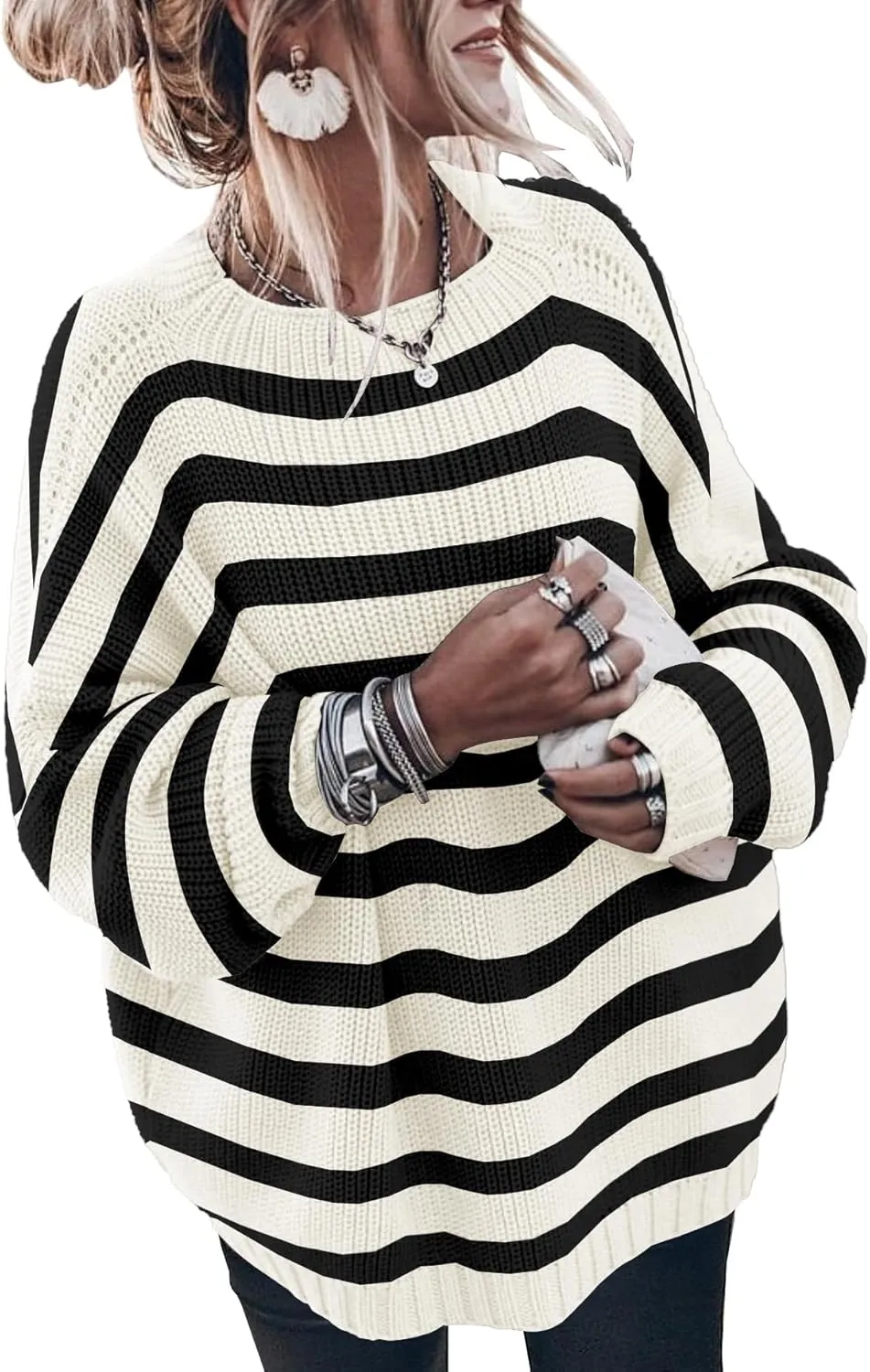 Womens Oversized Sweaters Loose Solid Casual Long Sleeve Mock Neck Knitted Jumper Tops