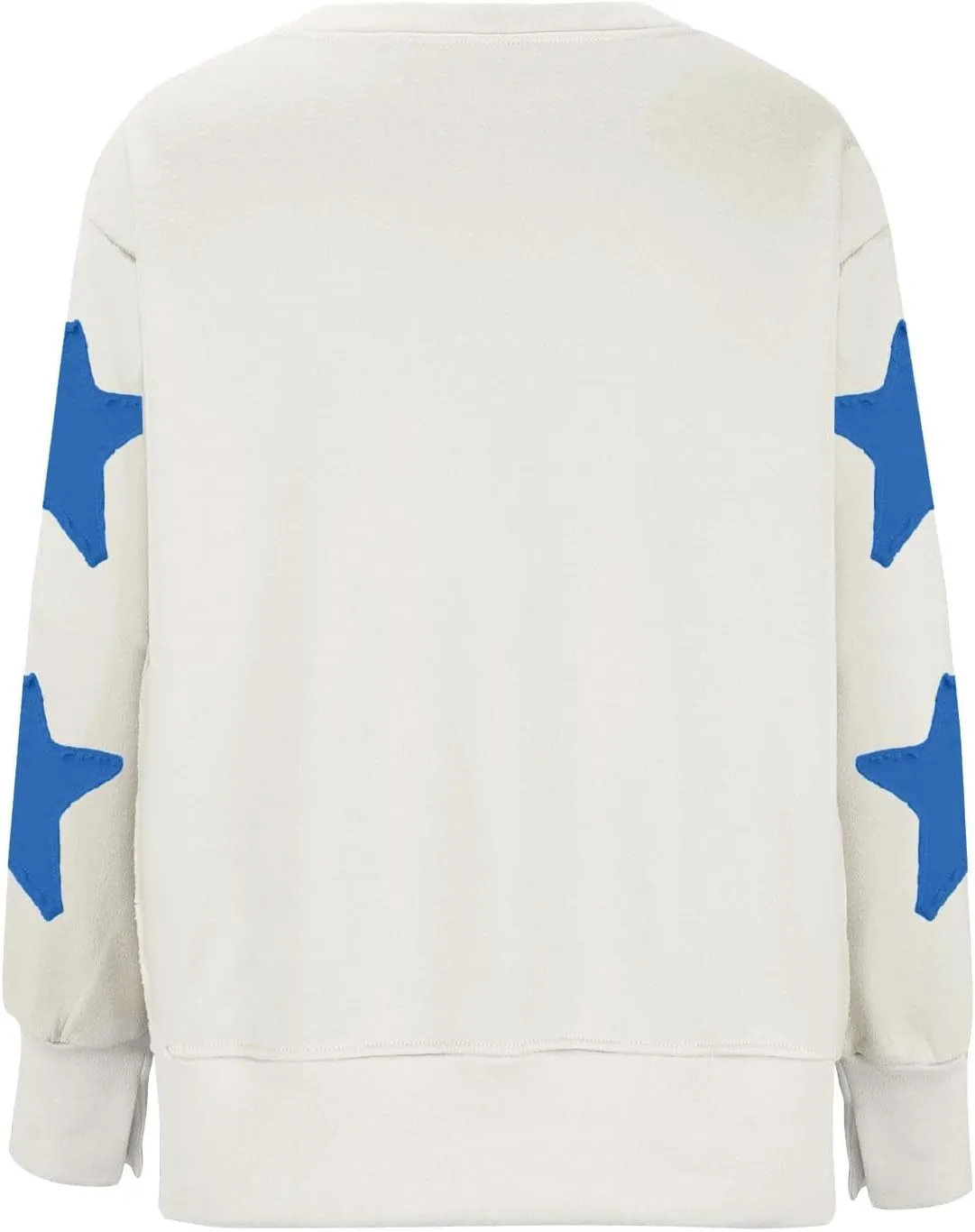 Womens Oversized Sweatshirts Y2k Star Striped Long Sleeve Crewneck Pullover Side Slit Sweatshirt for Teen Girls