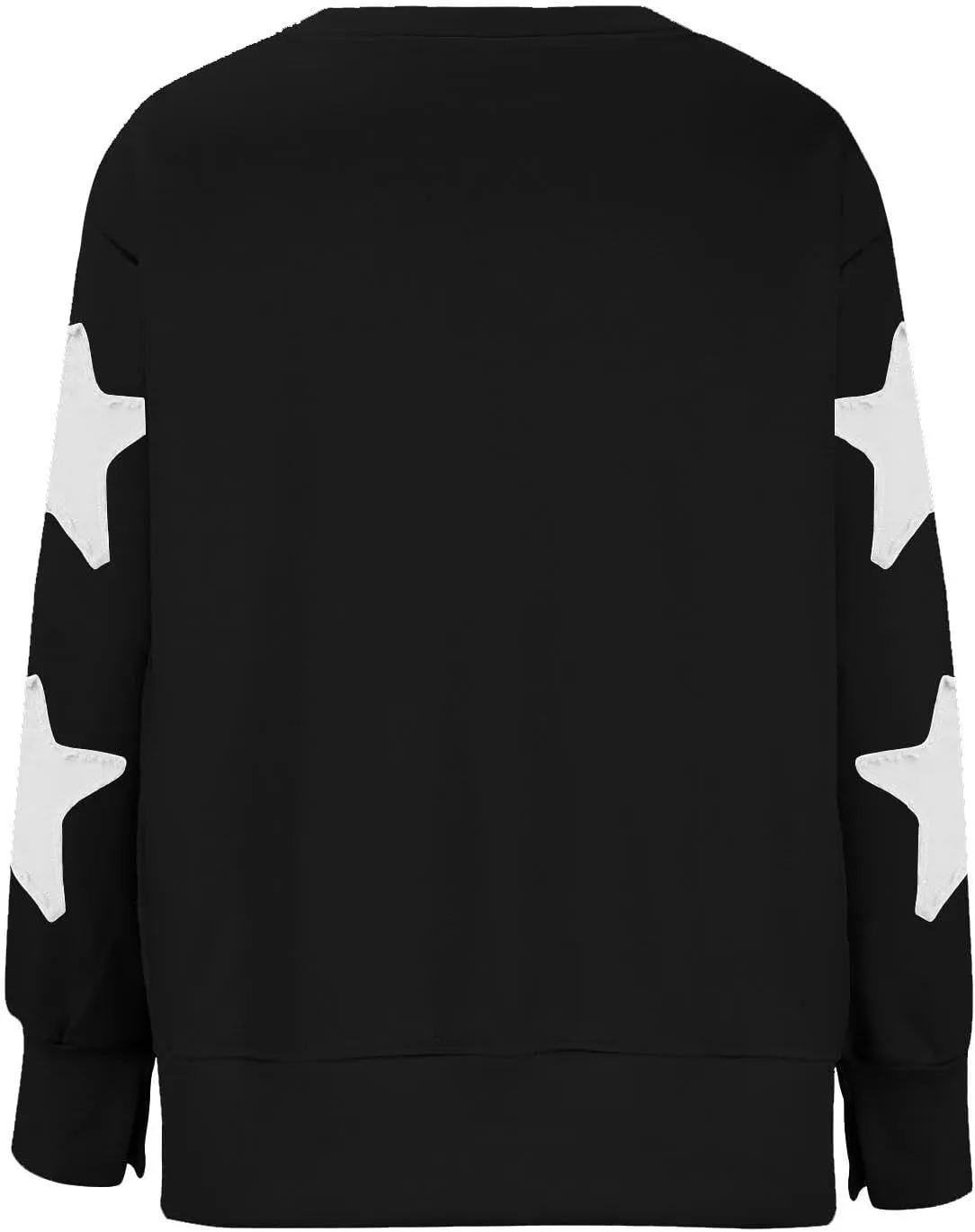 Womens Oversized Sweatshirts Y2k Star Striped Long Sleeve Crewneck Pullover Side Slit Sweatshirt for Teen Girls