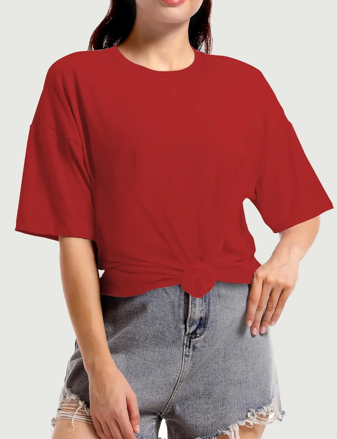 Womens Oversized T Shirts Short Sleeve Summer Tops Crewneck Casual Loose Fit Basic Tee Trendy Plus Size Blouse