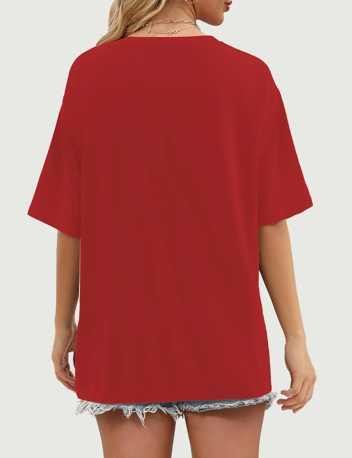 Womens Oversized T Shirts Short Sleeve Summer Tops Crewneck Casual Loose Fit Basic Tee Trendy Plus Size Blouse