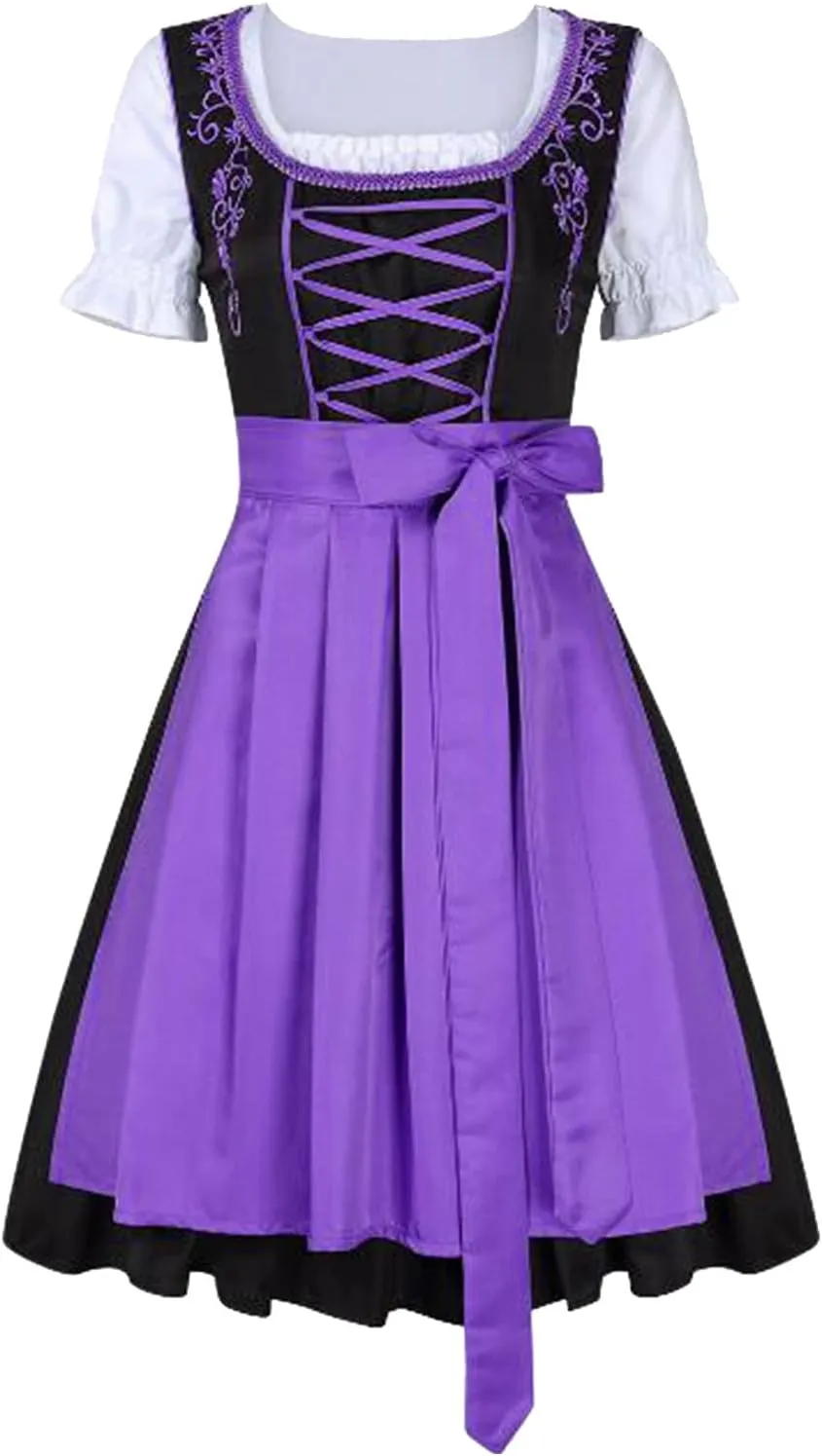 Women's Plus Size Oktoberfest Costume Sexy Lace Up Print Cosplay Dresses Puff Sleeve Midi Party Dresses