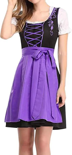 Women's Plus Size Oktoberfest Costume Sexy Lace Up Print Cosplay Dresses Puff Sleeve Midi Party Dresses