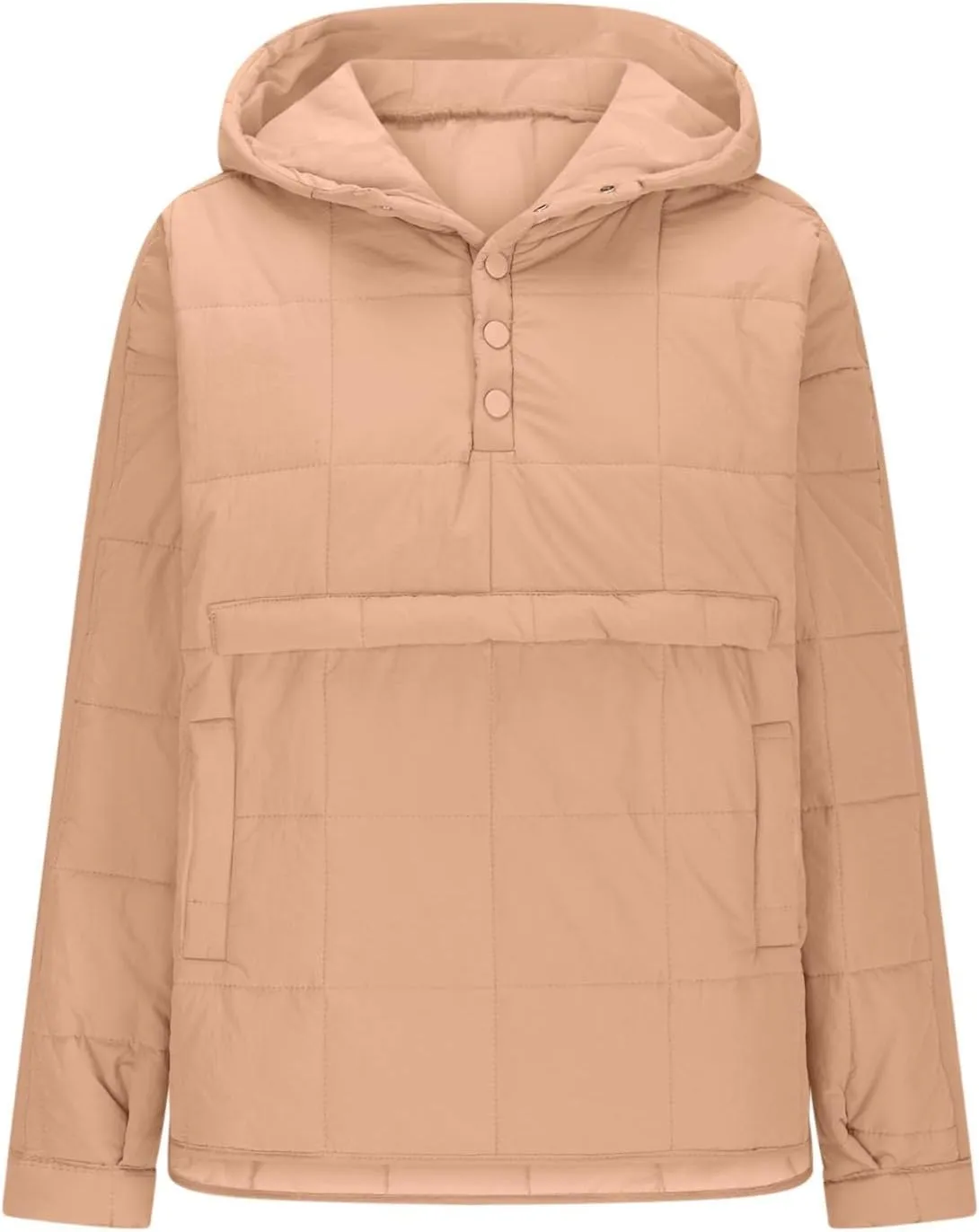 Women's Quilted Warm Puffer Jacket Winter Packable Pullover Down Coat Oversized Hoodie Lightweight Long Sleeve Outwear